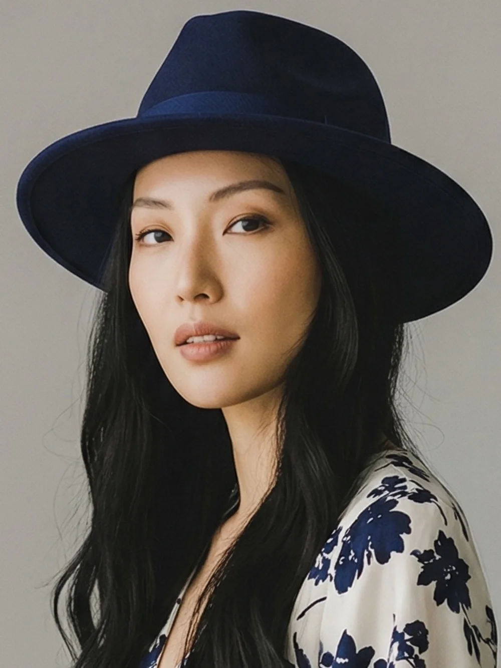 NEW Peter Grimm Collection Navy Wool Felt Fedora Hat Western Boho Ranch Style
